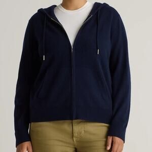 Quince Women's Medium 100% Mongolian Cashmere Hoodie Full Zip Up Sweater Knit